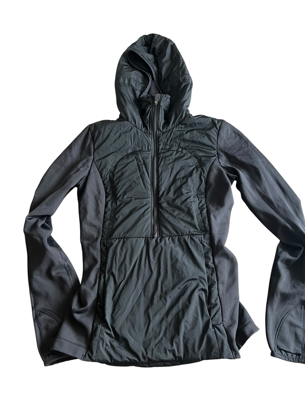 Lululemon Women's Black Hooded Half
Zip Jacket Sz 2 (168)
